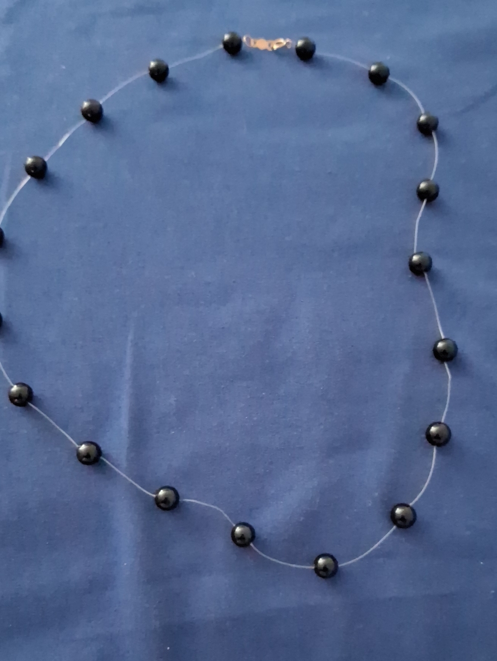Classic Black Bead Floating Necklace — Minimalist Style